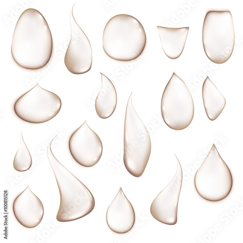 drop Pure clear water drops realistic set isolated vector illustration