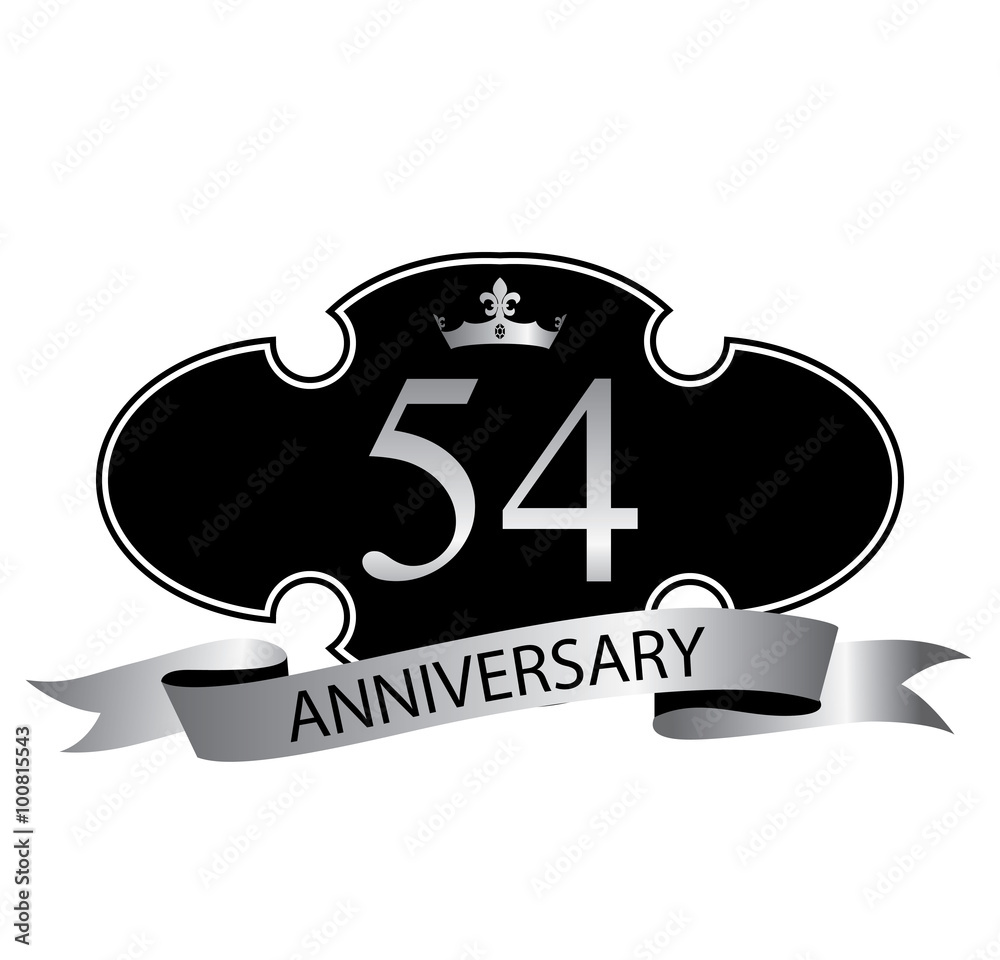 54 anniversary with silver ribbon and crown 54 anniversary with silver ribbon and crown