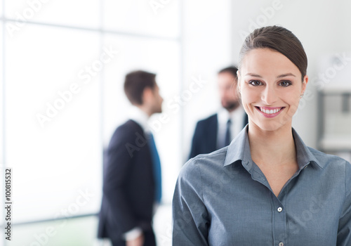 Smiling businesswoman in the office