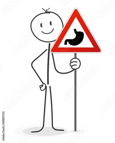 Strichmännchen mit Magen Schild