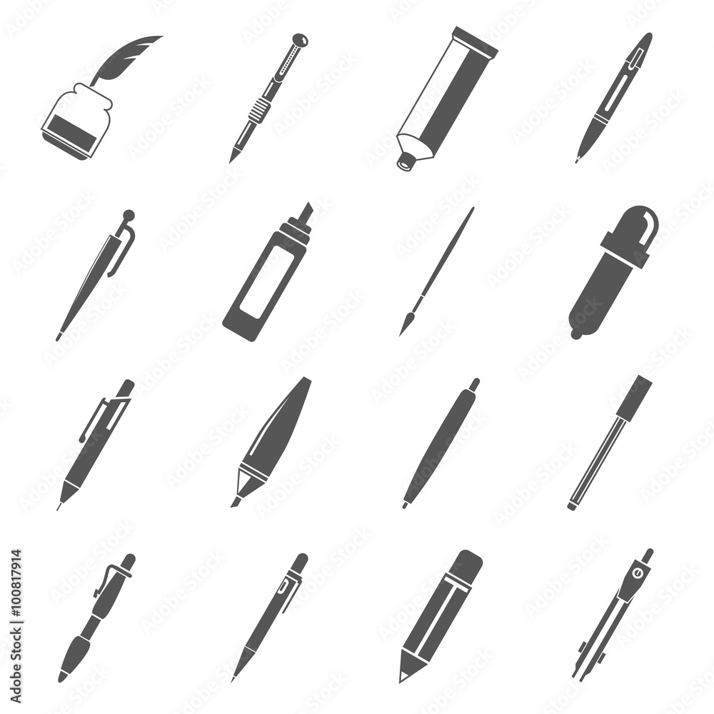 pen icons, stationery icons