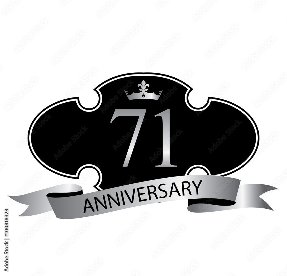 71 anniversary with silver ribbon and crown 71 anniversary with silver ribbon and crown
