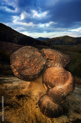 Canvas Print Spectacular rock formations from Ulmet named trovants, located i