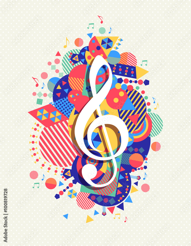 Fototapeta premium Music note icon g treble clef concept color shape