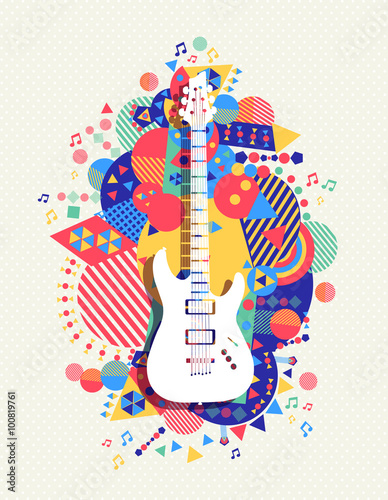 Electric guitar icon concept music color shape