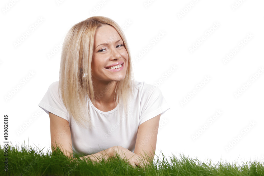 Smiling woman on grass Smiling woman on grass