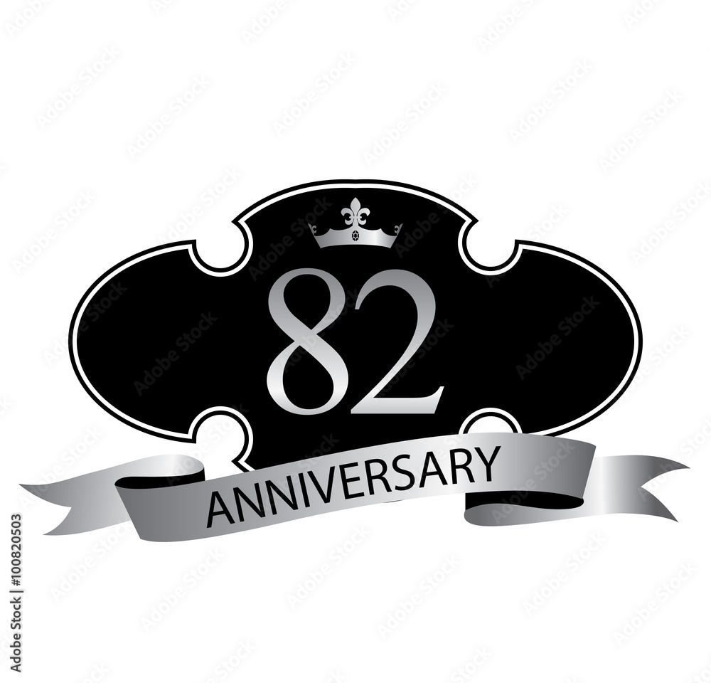 82 anniversary with silver ribbon and crown 82 anniversary with silver ribbon and crown