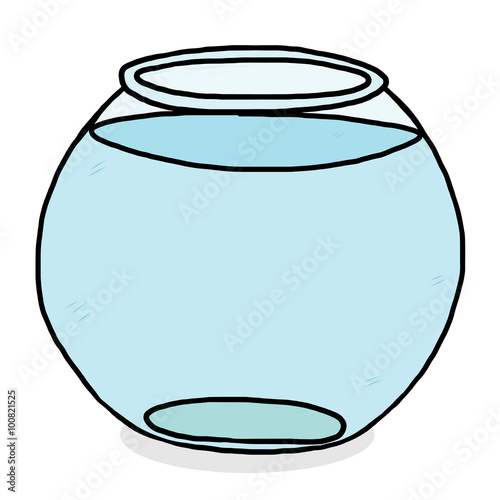 water in glass bowl / cartoon vector and illustration, hand drawn style, isolated on white background.