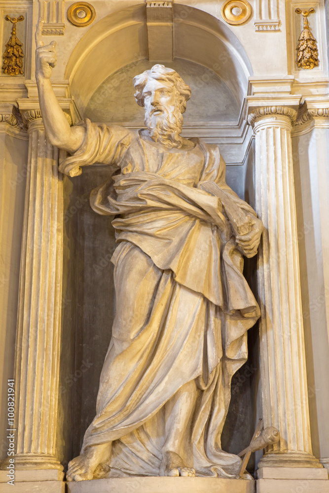 ROME, ITALY - MARCH 26, 2015: The statue of st. Paul the Apostle by sculptor Paolo Naldini (1619 - 1691) in church Chiesa di San Marino ai Monti.