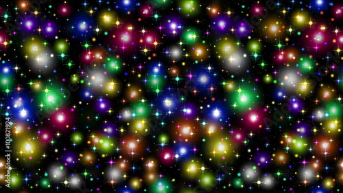 Fullhd 1920x1080 Progressive Seamlessly Looping Video of Shining Colorful Sparks and Stars on Black. Abstract Animated Background for Holiday Christmas Design. Alpha Matte Included