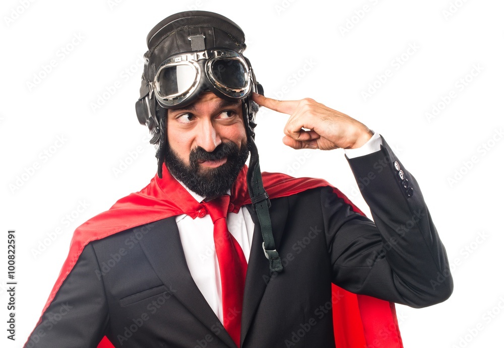 Super hero businessman making crazy gesture Super hero businessman making crazy gesture