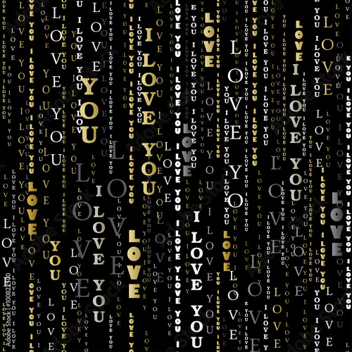 Seamless pattern. I love you words background.