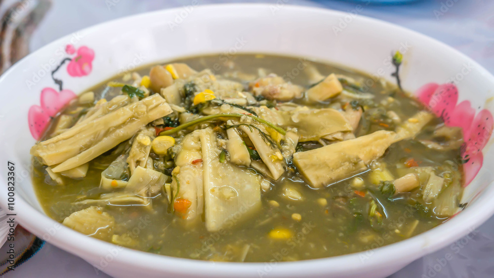 Thai spicy soup with bamboo shoots Thai spicy soup with bamboo shoots