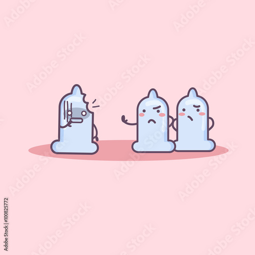 broken condom cartoon