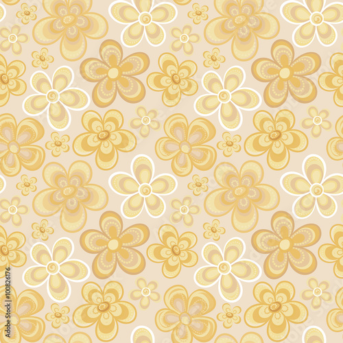 Seamless colorful retro flower background pattern in vector. Cute spring flowers hippi seamless pattern