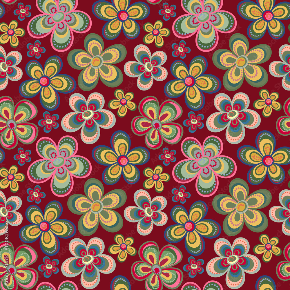 Vector seamless floral pattern in doodle style. Bright pattern with flowers. Background for wallpaper, paper, greeting cards, invitations and tissues. Vector seamless floral pattern in doodle style. Bright pattern with flowers. Background for wallpaper, paper, greeting cards, invitations and tissues.