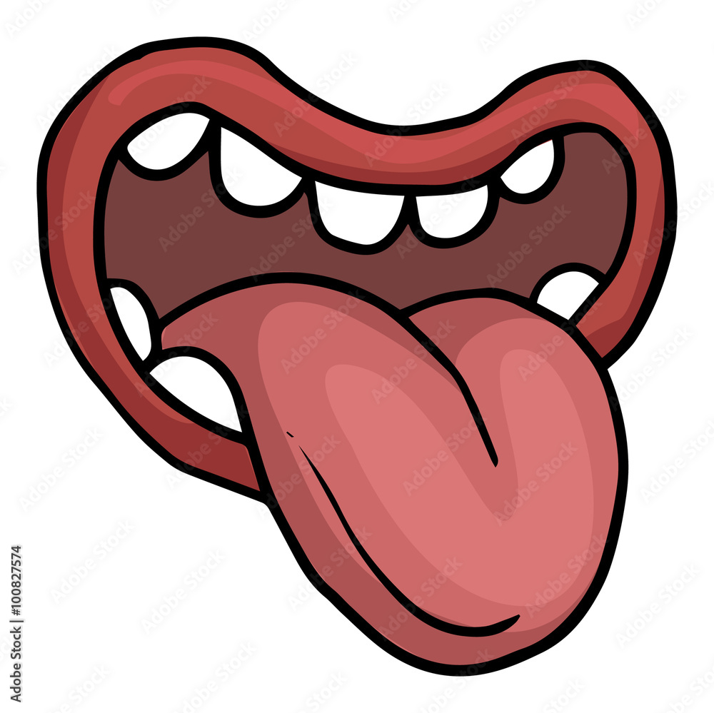 open cartoon mouth with tongue sticking out Stock Vector | Adobe Stock
