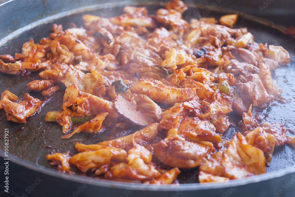 Korean stir-fried chicken with spicy sauce Stock Photo | Adobe Stock