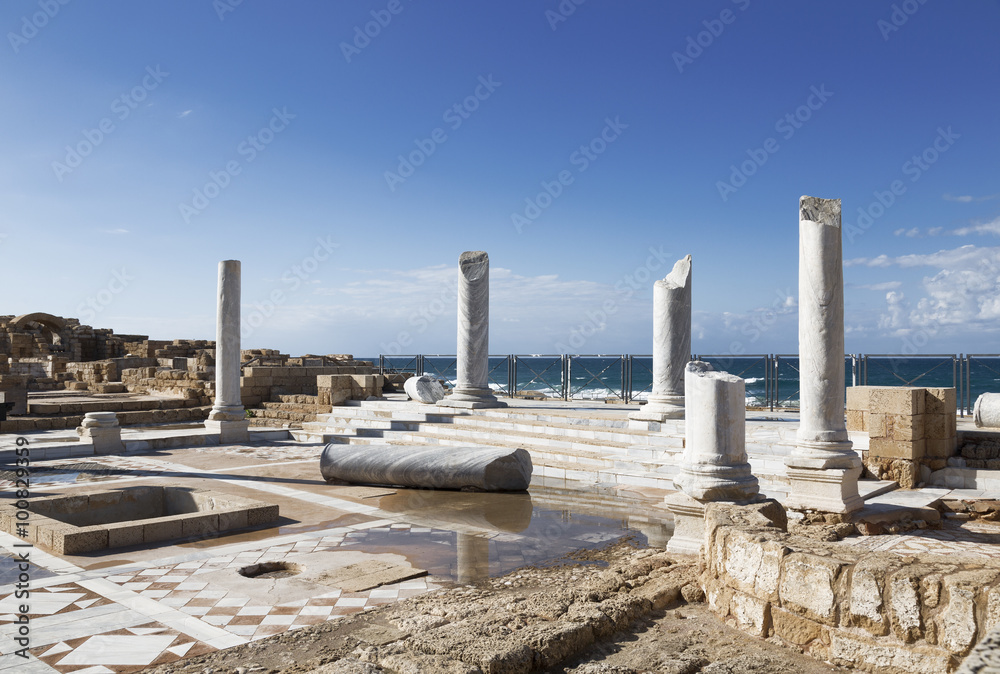 The architecture of the Roman period in the national park Caesarea on the Mediterranean coast of Israel
