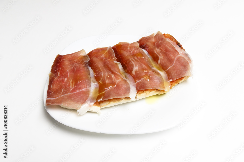 Tostada catalana con jamón