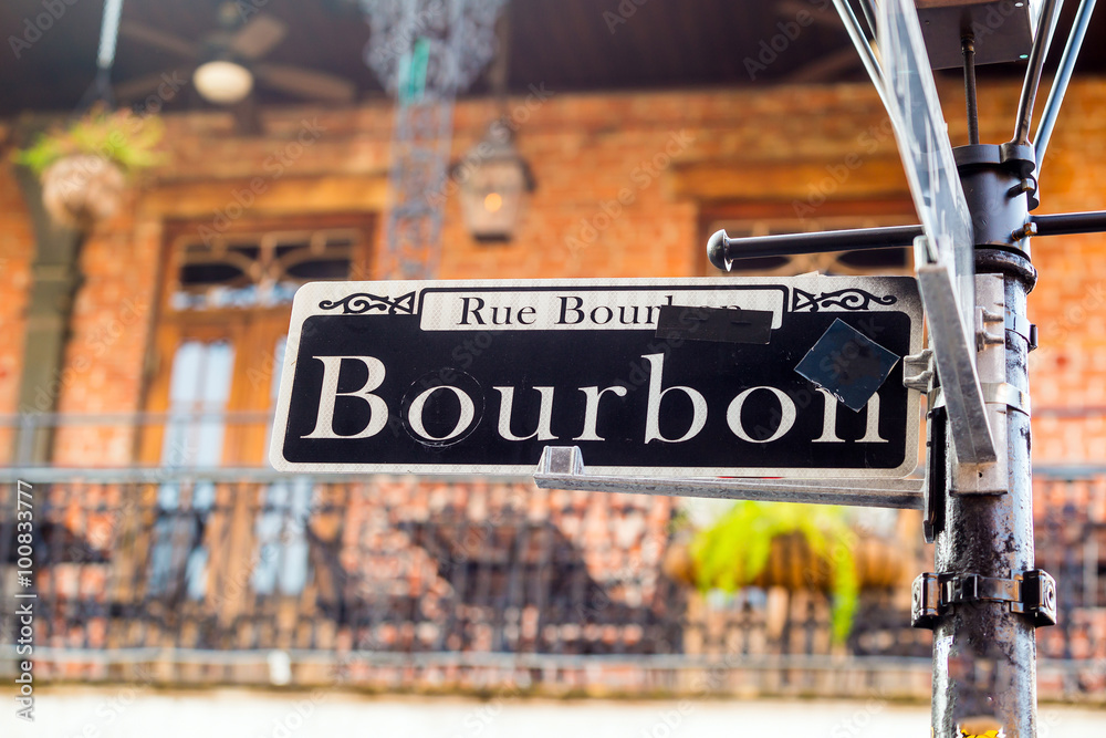 Obraz premium Bourbon Street sign in the French Quarter of New Orleans