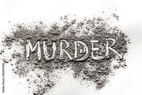 Word Murder written in ash