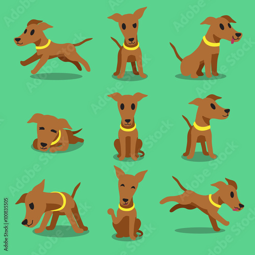 Cartoon character brown greyhound dog poses