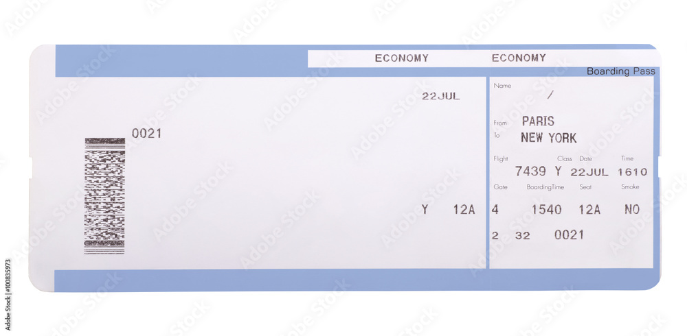 Boarding pass isolated on white background