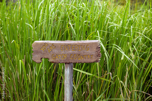 Trveling sign swamp tour in New Orleans Louisiana photo