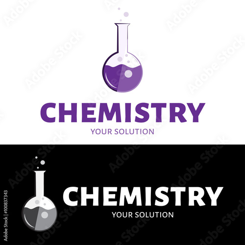 Vector flask with liquid logo. Brand logo chemistry