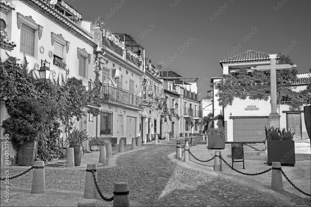 Granada - Little square and street Calle Principal de San Bartol
