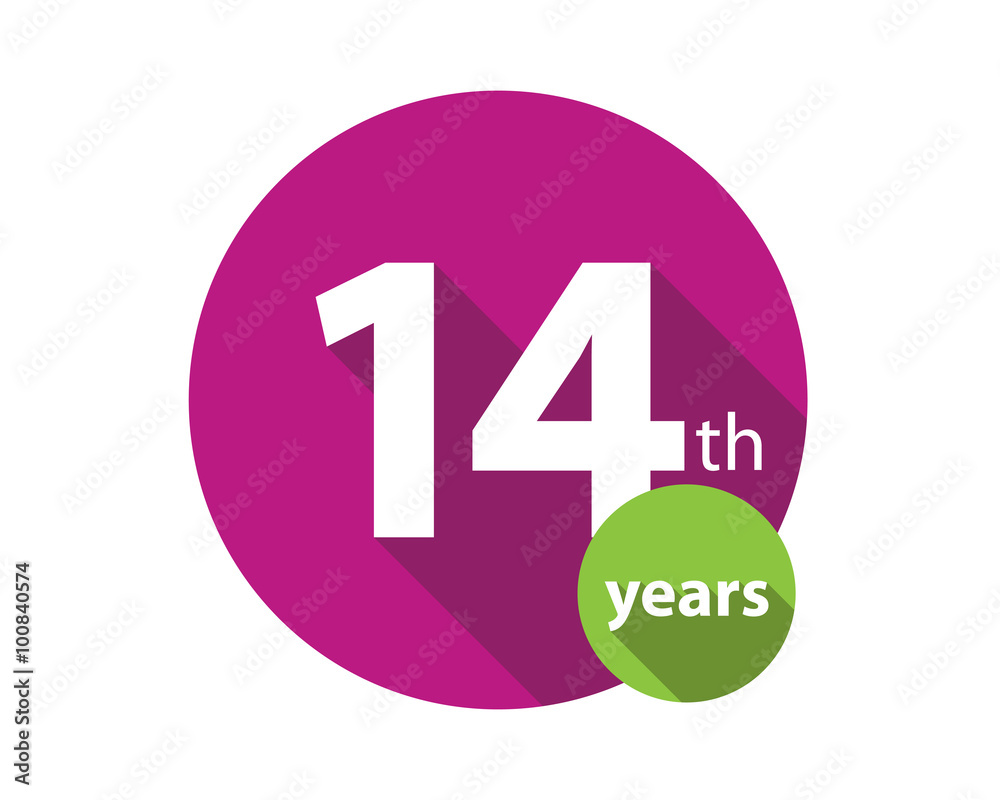 Fototapeta premium 14th years purple circle anniversary logo
