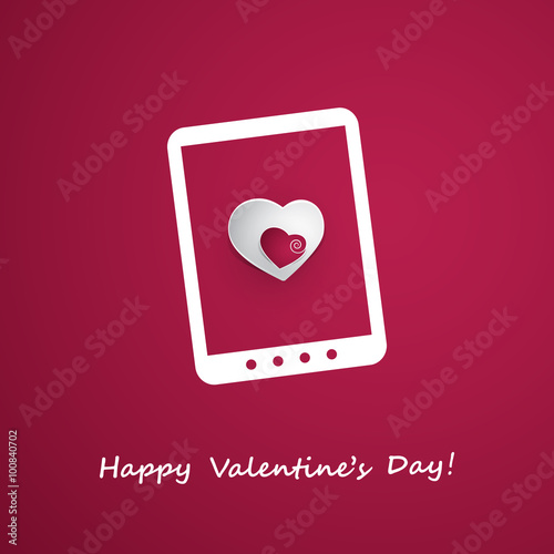 Happy Valentine's Day Card With Smart Phone or Tablet