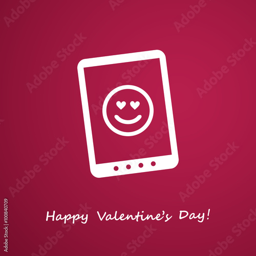 Happy Valentine's Day Card With Smart Phone or Tablet