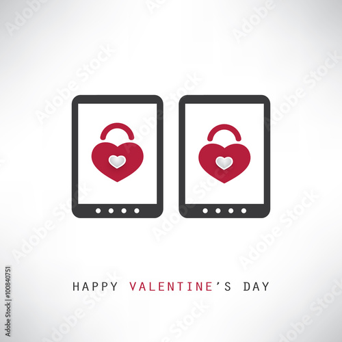 Happy Valentine's Day Card With Smart Phones or Tablets