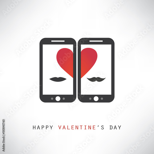 Happy Valentine's Day Card With Smart Phones