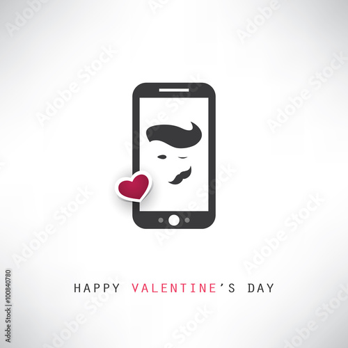 Happy Valentine's Day Card With Smart Phone
