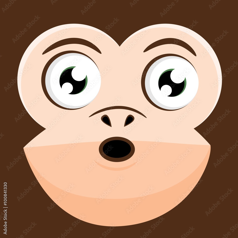 Surprised Monkey Ape Face Cartoon Stock Vector | Adobe Stock