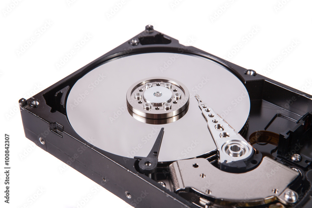 hard disk drive with the lid open, selective focus hard disk drive with the lid open, selective focus