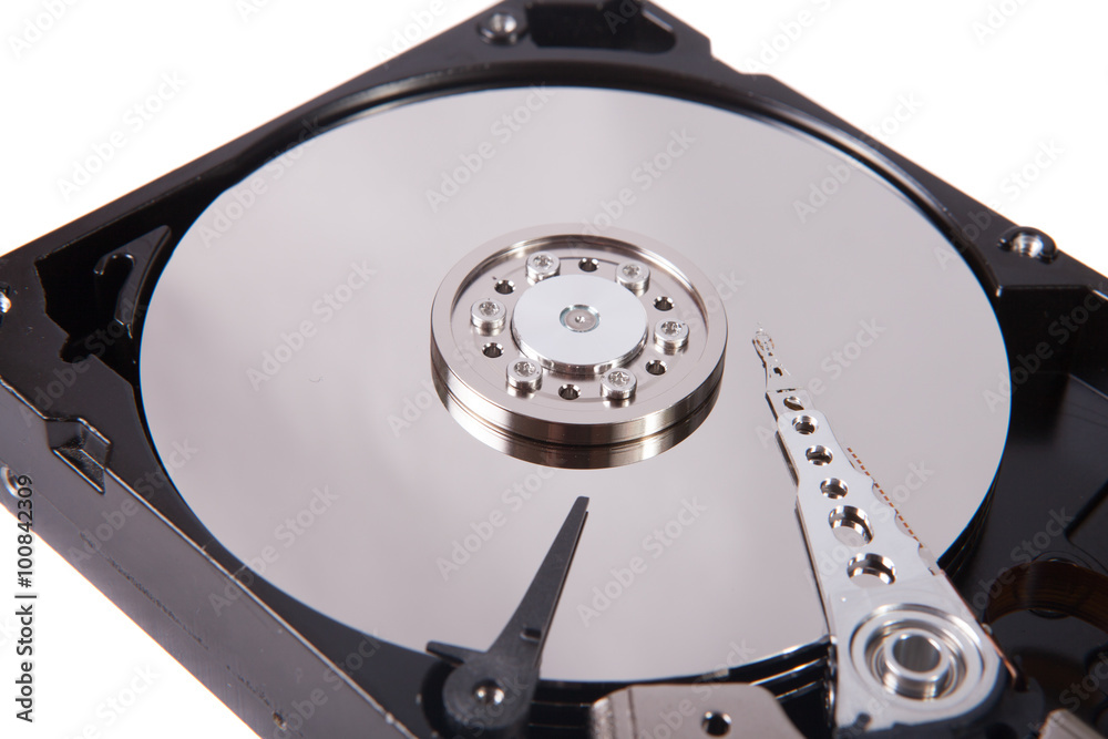 hard disk drive with the lid open, selective focus hard disk drive with the lid open, selective focus