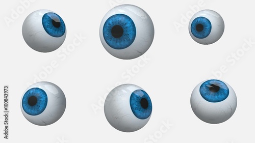 many blue eyes balls rotation, 3d animation loop 