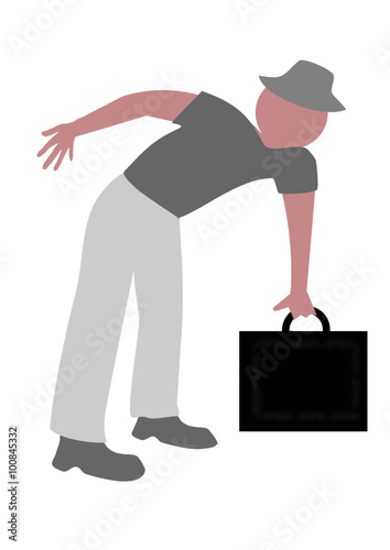 Man lifting a heavy suitcase