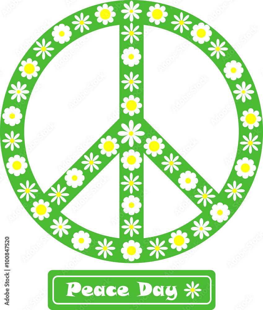 floral peace sign, vector illustration floral peace sign, vector illustration