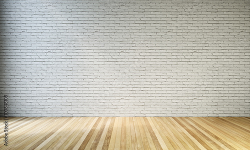 white brick wall with wood floor