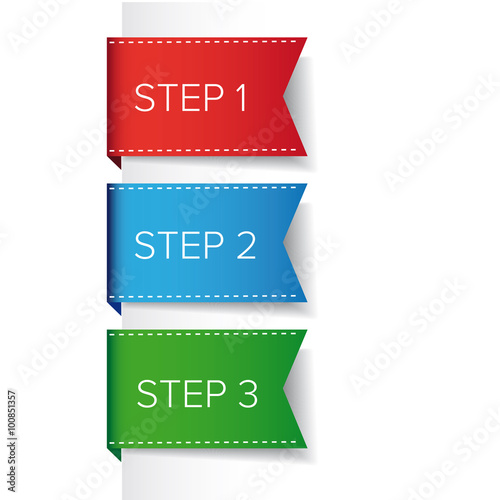Step one two three bookmark ribbon -  progress vector