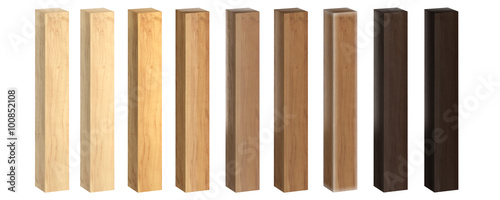 Collection of wooden bars. 3D rendering