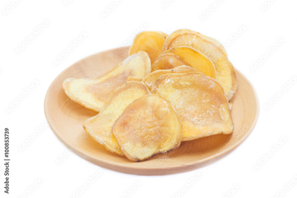 Dried potato slice and  coated with sugar