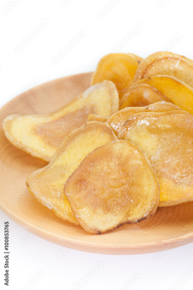 Dried potato slice and coated with sugar Dried potato slice and coated with sugar
