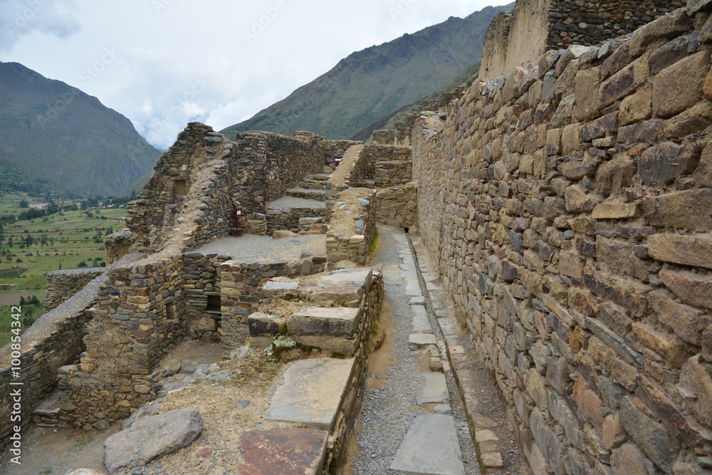 Ollantaytambo, old Inca fortress in the Sacred Valley, Peru.