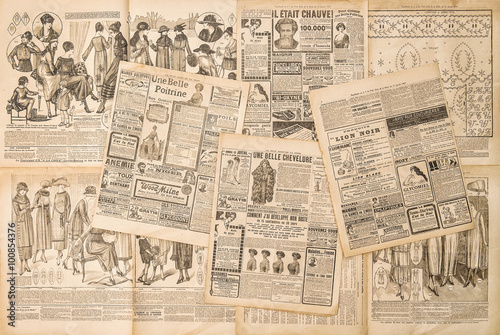 Newspaper pages with antique advertising photo